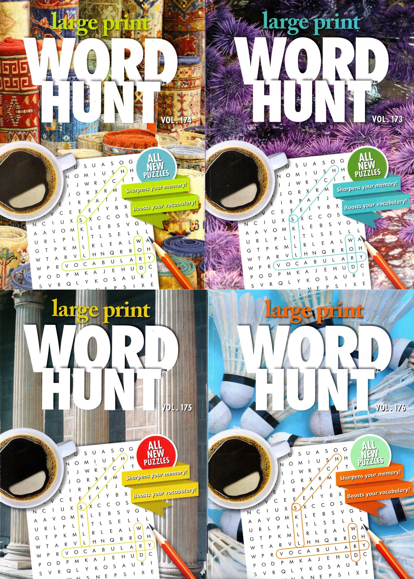 Large Print Word Hunt - All New Puzzles - (Pocket Size) - Vol.173.174.175.176
