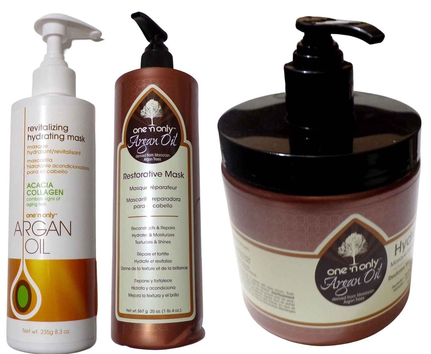 One n Only Argan Oil Strengthening Restorative Mask & Hydrating Mask Set of 3