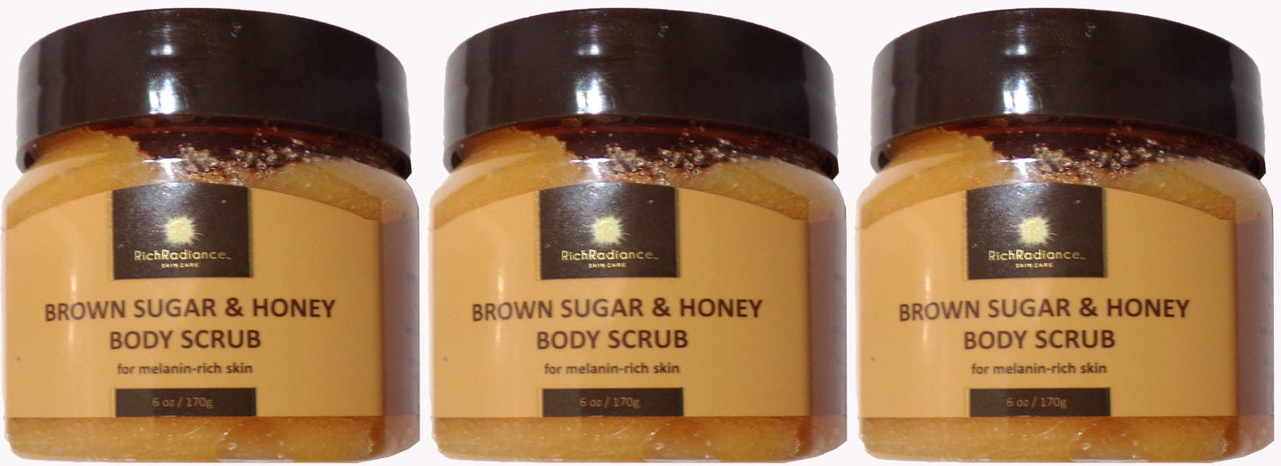 Rich Radiance Skin Care Brown Sugar & Honey Body Scrub 6 oz. (Set of 3)