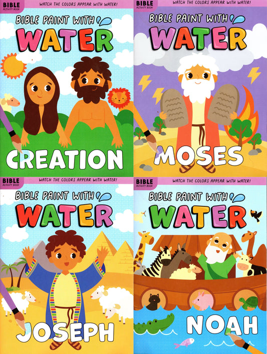 Bible Paint with Water - Noah, Creation, Joseph, Moses - Activity Books (Set)