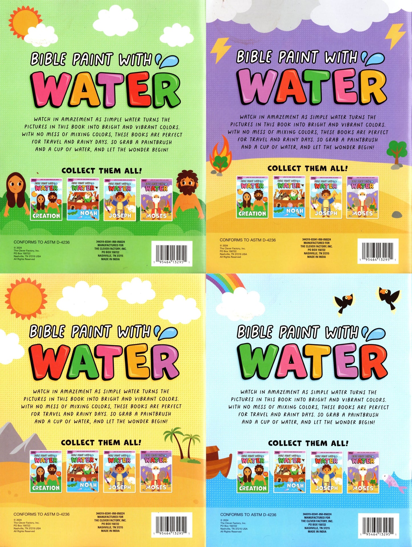 Bible Paint with Water - Noah, Creation, Joseph, Moses - Activity Books (Set)
