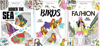 Designer Series - Fashion, Birds, Under The Sea - Adult Coloring Book (Set of 3)