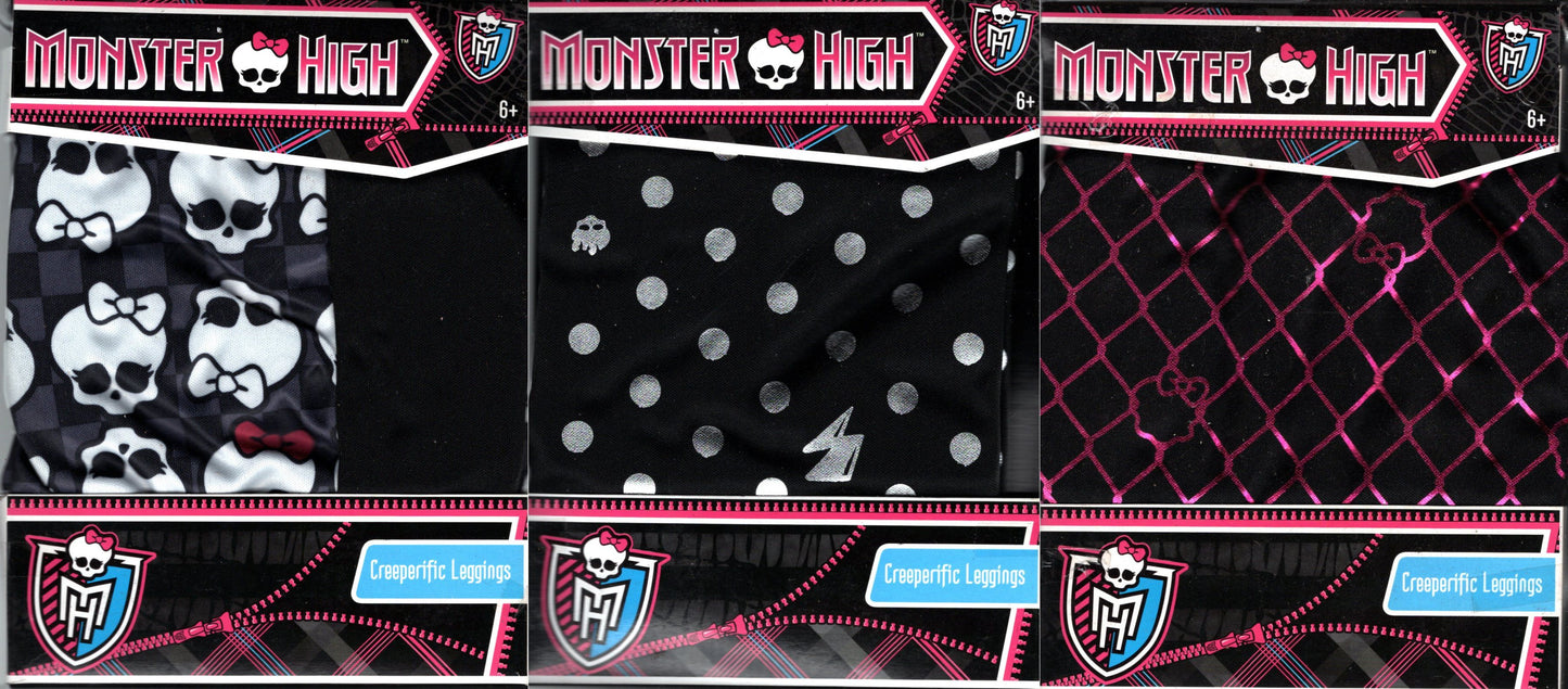 Monster High Creeper Pic Kids Leggings Size 6-10 (Set of 3)