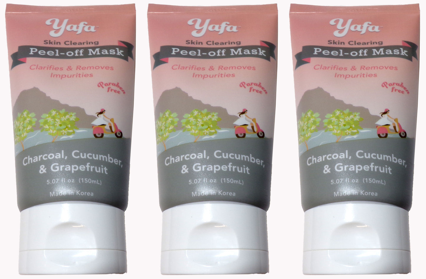 Yafa Skin Clearing Peel-off Mask - Charcoal, Cucumber, & Grapefruit (Set of 3)