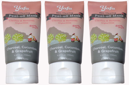 Yafa Skin Clearing Peel-off Mask - Charcoal, Cucumber, & Grapefruit (Set of 3)
