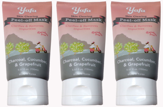 Yafa Skin Clearing Peel-off Mask - Charcoal, Cucumber, & Grapefruit (Set of 3)
