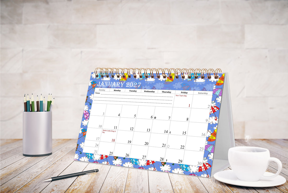 2026-2027 18 Months Standing Flip Desk Calendar Desktop Planner 014