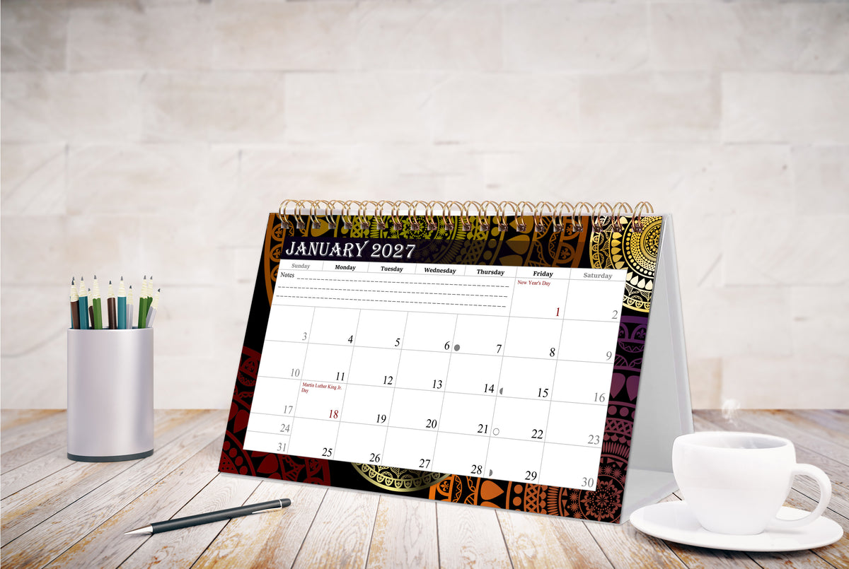2027-12 Months Desk Calendar Desktop Planner with To-Do List & Notes 016
