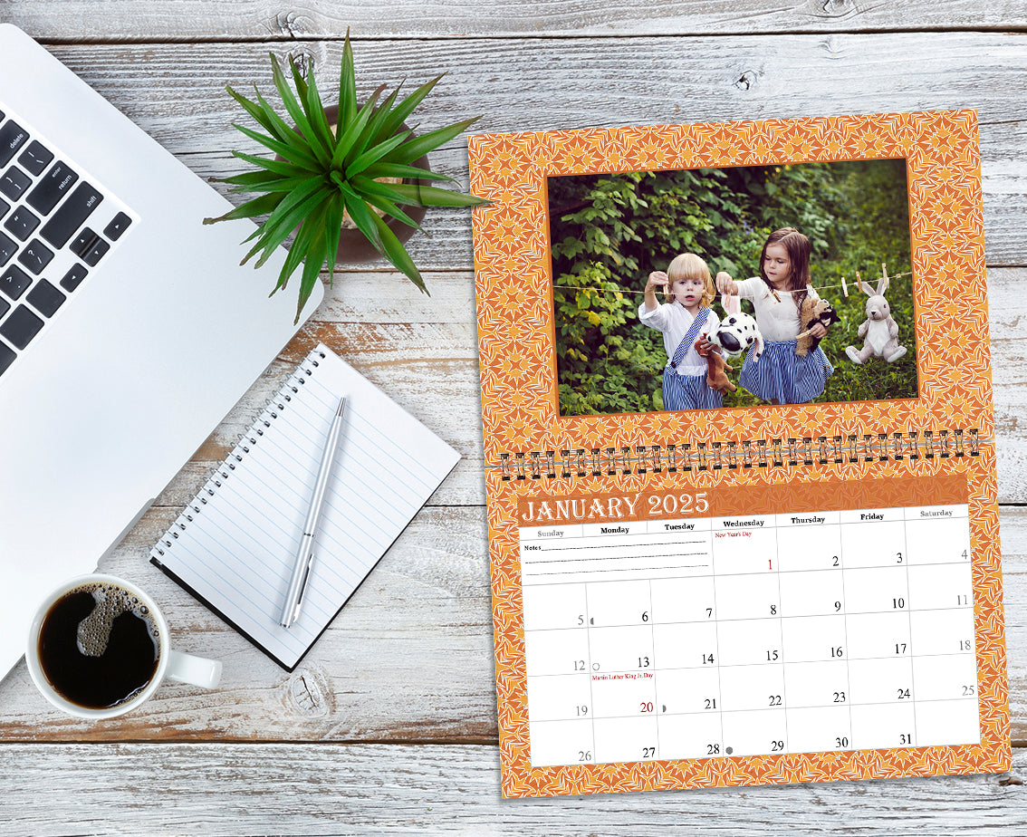 2025 Photo Frame Wall Spiral-bound Calendar (Add Your Own Photos) - 12 Months Desktop/Wall Calendar/Planner - (Edition #09)