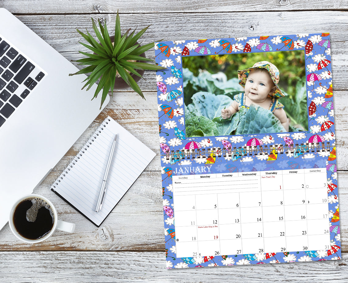 Personalized Custom 12 Months Calendar 2027 Collecting Memories Wall/Desktop/Planner Spiral-bound Mini 8.5x11 Inch (Add Your Own Photos) - Customized For Home, Office, Party, Birthday, Christmas Gift - Made in USA (Edition #14)