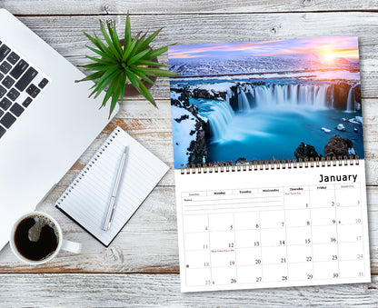 2027 Spiral-bound Wall Calendar (Sunset&Sunrise) - 12 Months Desktop/Wall Calendar/Planner