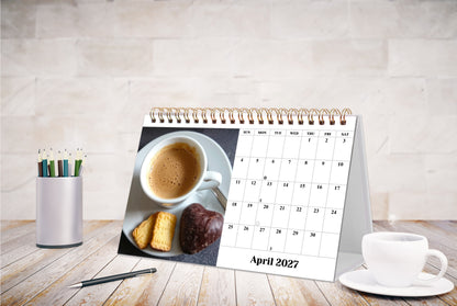 2027-12 Months Desk Calendar Desktop Planner with To-Do List (Coffee Time)
