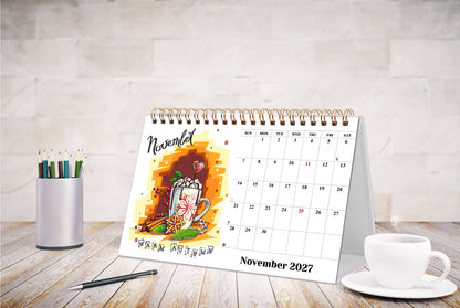 2027-12 Months Desk Calendar Desktop Planner with To-Do List (Seasons)