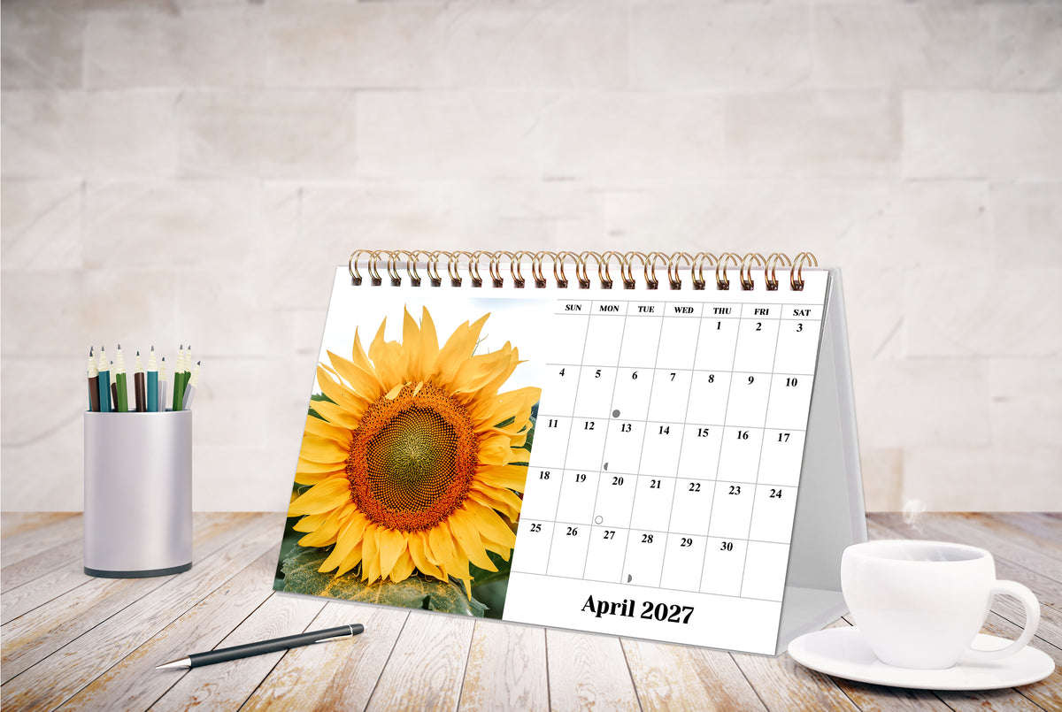 2027-12 Months Desk Calendar Desktop Planner with To-Do List (Sunflowers)