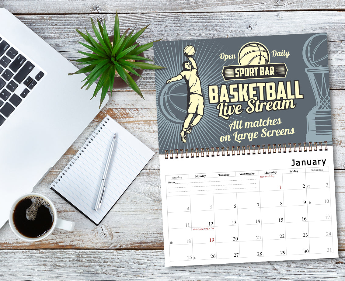 2027 Spiral-bound Wall Calendar (Basketball) - 12 Months Desktop/Wall Calendar/Planner (Copy)