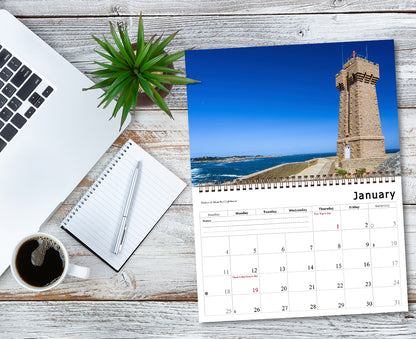2026 Spiral-bound Wall Calendar (Lighthouses) - 12 Months Desktop/Wall Calendar/Planner