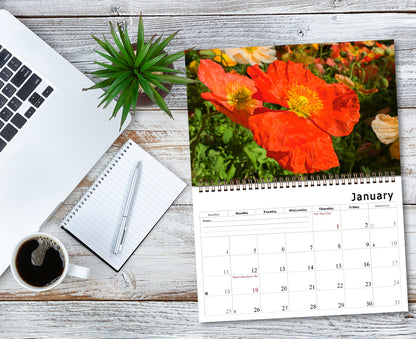 2026 Spiral-bound Wall Calendar (Flowers) - 12 Months Desktop/Wall Calendar/Planner