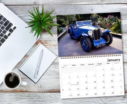 2027 Spiral-bound Wall Calendar (Classic Cars) - 12 Months Desktop/Wall Calendar/Planner