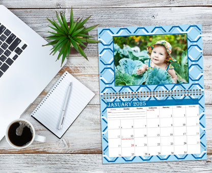 2025 Photo Frame Wall Spiral-bound Calendar (Add Your Own Photos) - 12 Months Desktop/Wall Calendar/Planner - (Edition #04)