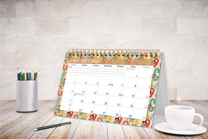2027-12 Months Desk Calendar Desktop Planner with To-Do List & Notes 010