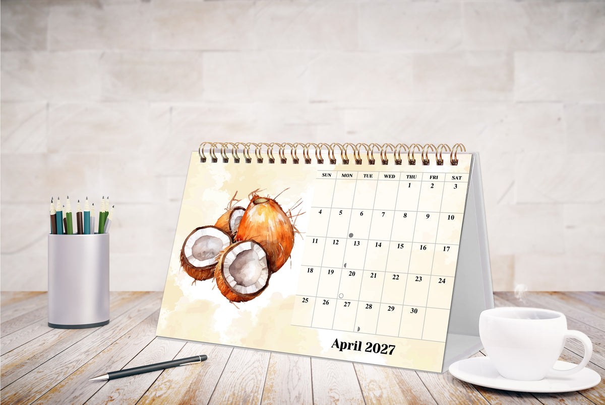2027-12 Months Desk Calendar Desktop Planner with To-Do List (Fruits & Berries)