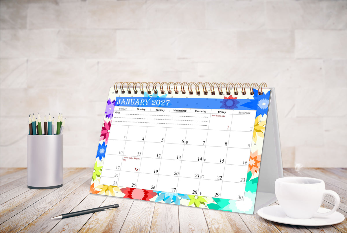 2026-2027 18 Months Standing Flip Desk Calendar Desktop Planner with To-Do List & Notes 01