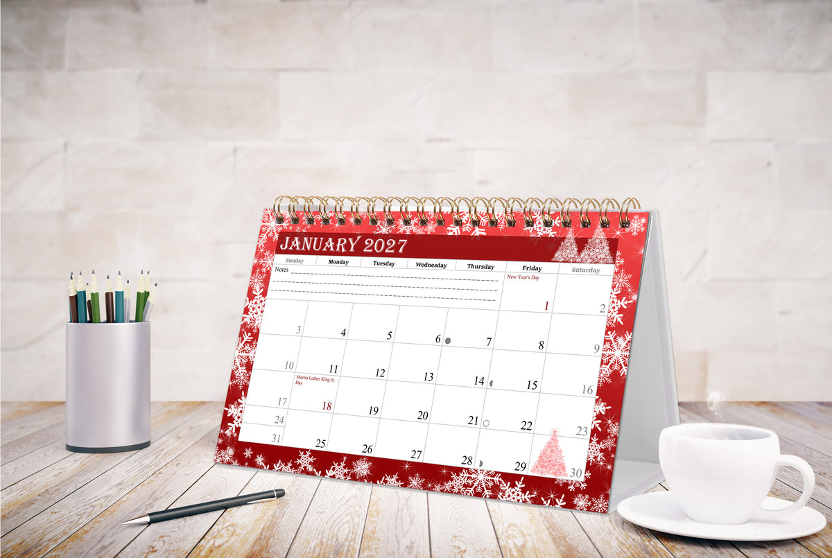 2027-12 Months Desk Calendar Desktop Planner with To-Do List & Notes 08