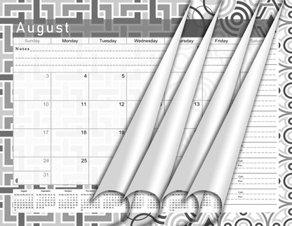 2026 - 2027 Academic Year 12 Months Student Calendar 3-Ring Binder - Back&White - (Edition #014)