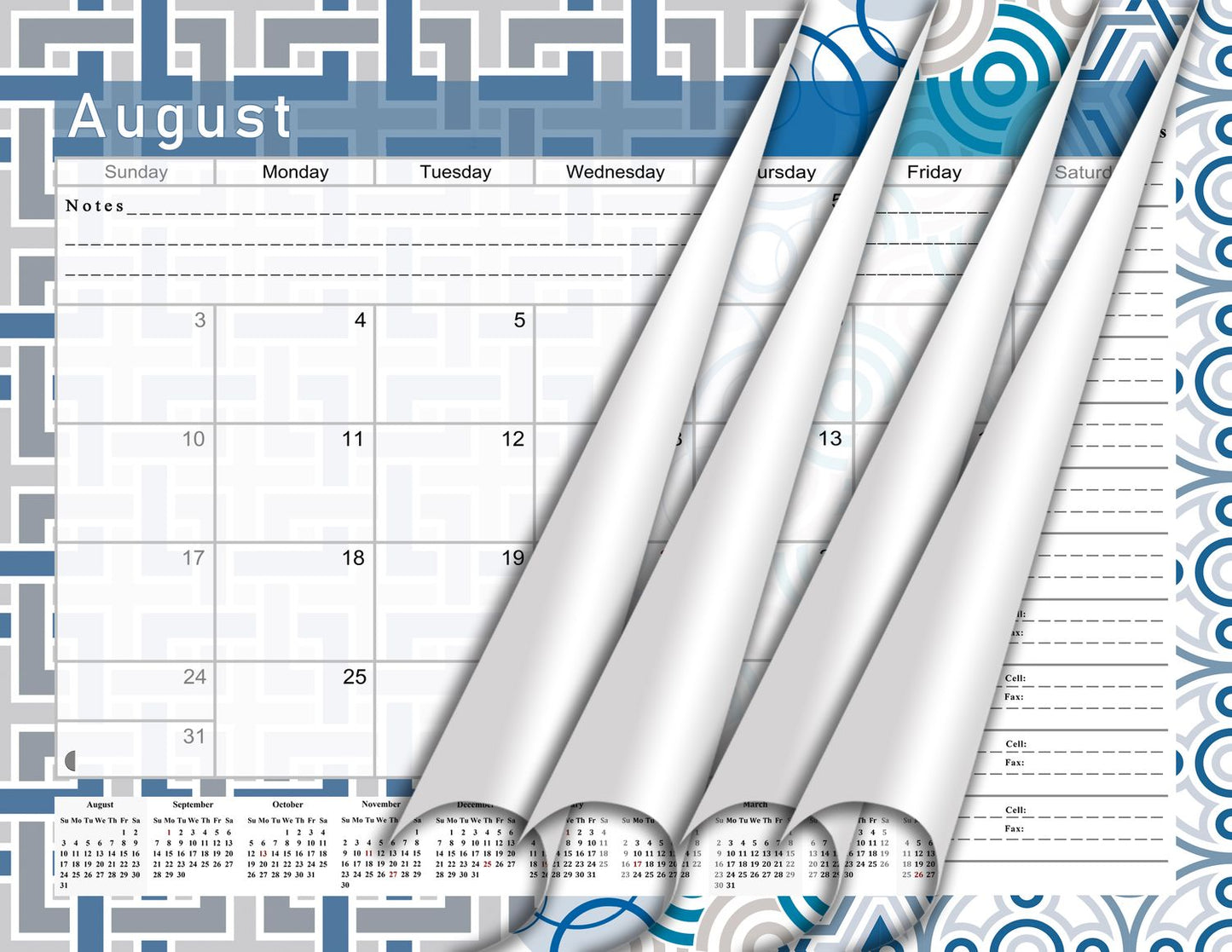 2026 - 2027 Academic Year 12 Months Student Calendar / College Planner for 3-Ring Binder, Desk or Wall -School Supplies - Made in USA -v014