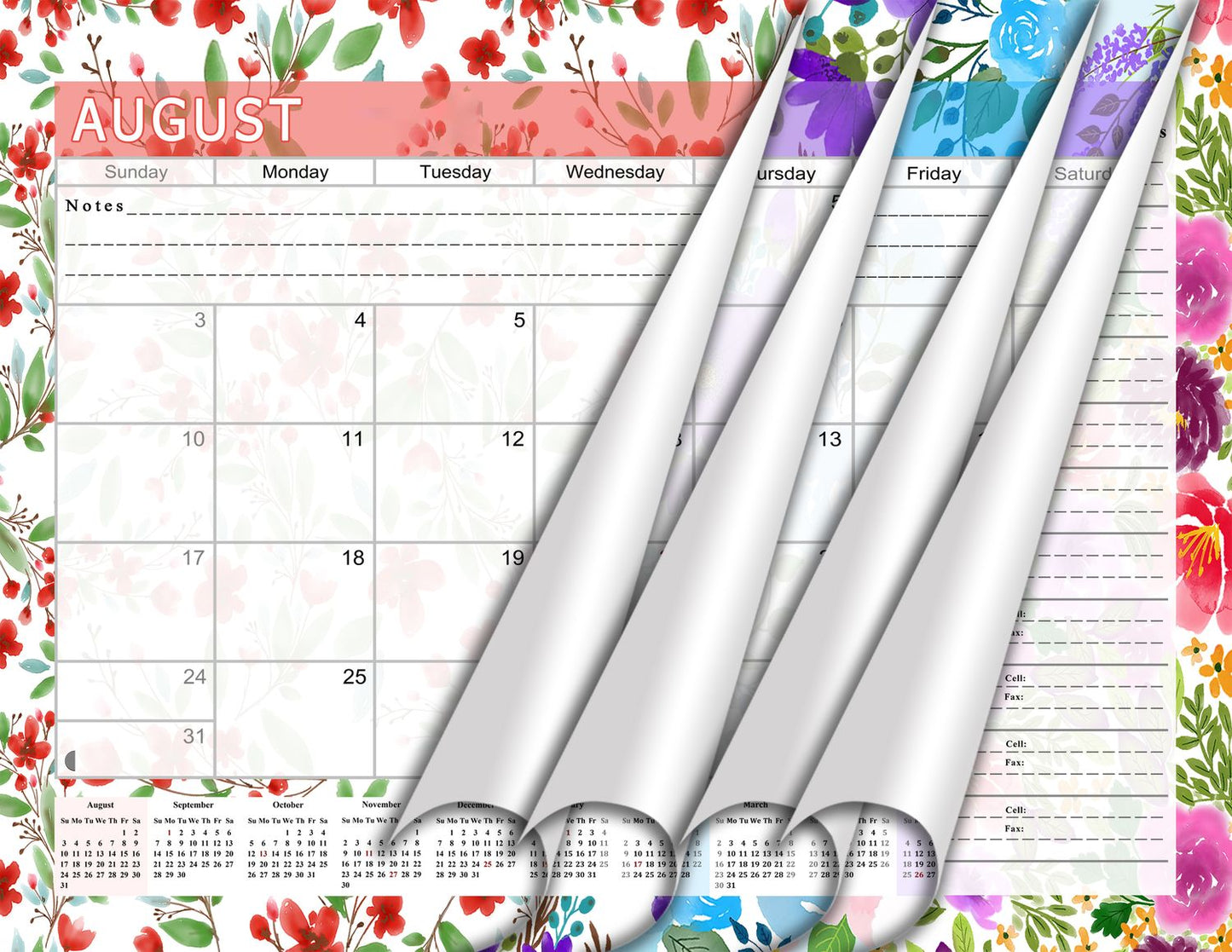 2026 - 2027 Academic Year 12 Months Student Calendar / College Planner for 3-Ring Binder, Desk or Wall -School Supplies - Made in USA (Edition #020)