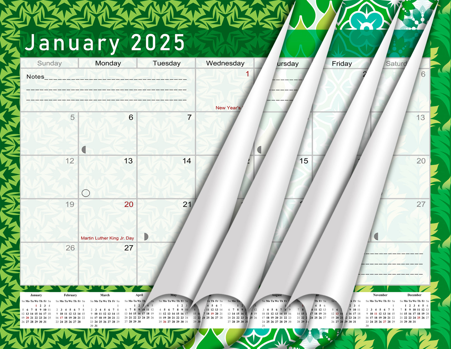 2024-2025 Monthly Spiral-Bound Wall / Desk Calendar - Desktop / Wall Blotter Calendar / Planner - (Edition #16)