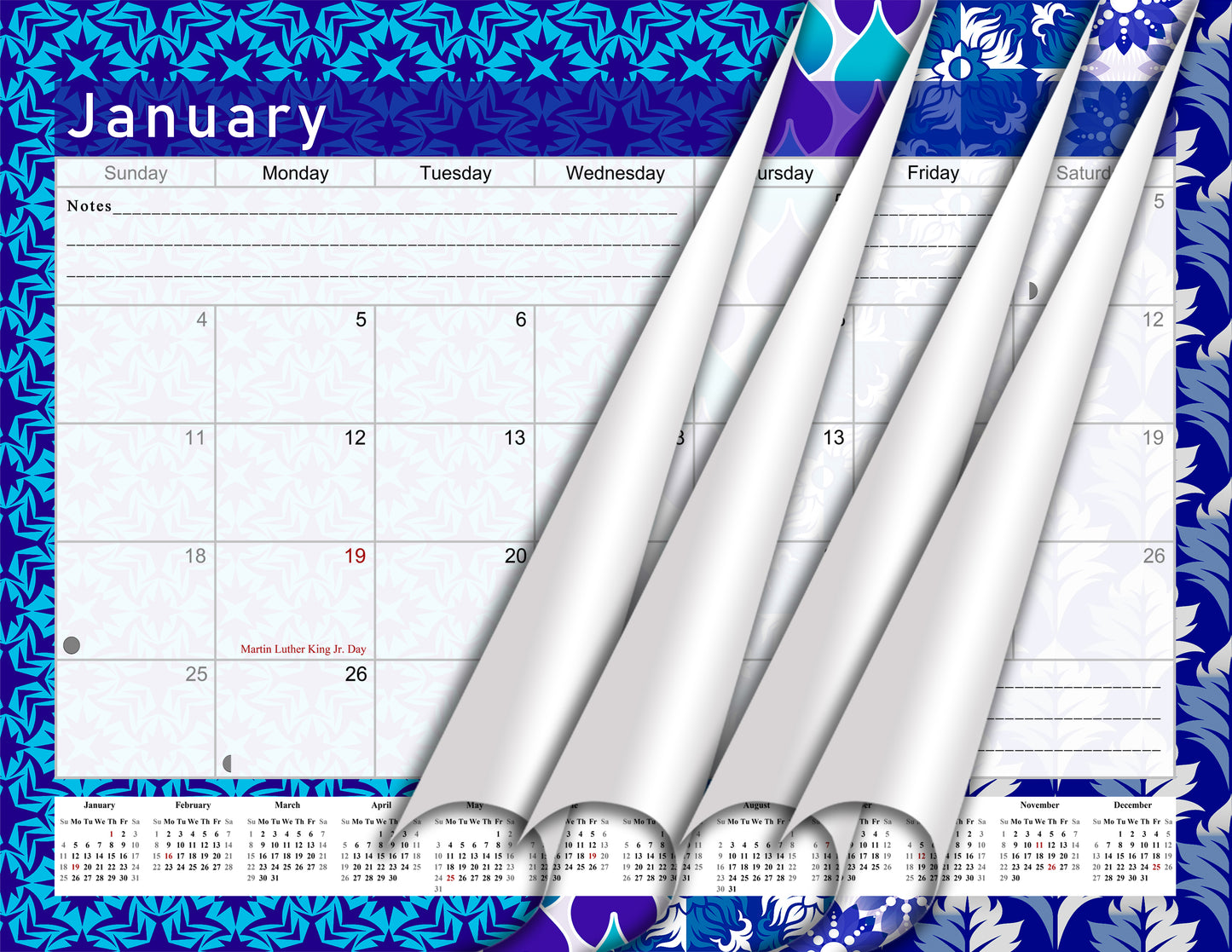 2026-2027 Monthly Spiral-Bound Wall / Desk Calendar - Desktop / Wall Blotter Calendar / Planner - (Edition #17)