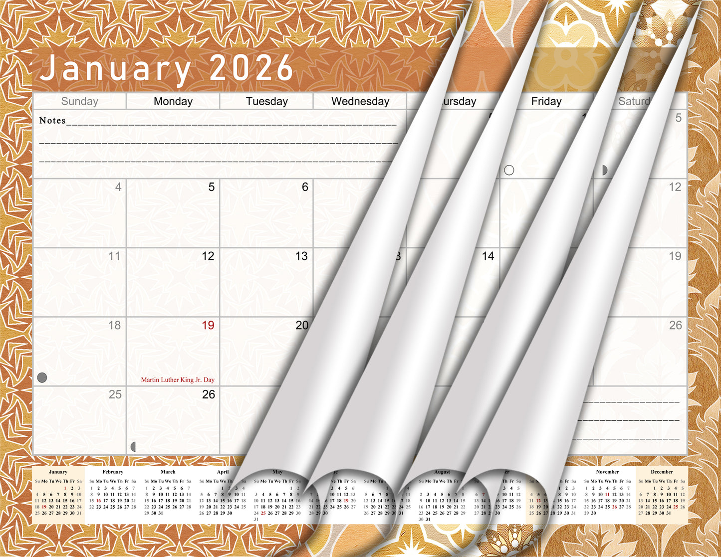 2025-2026 Monthly Spiral-Bound Wall / Desk Calendar - Desktop / Wall Blotter Calendar / Planner - (Edition #25)