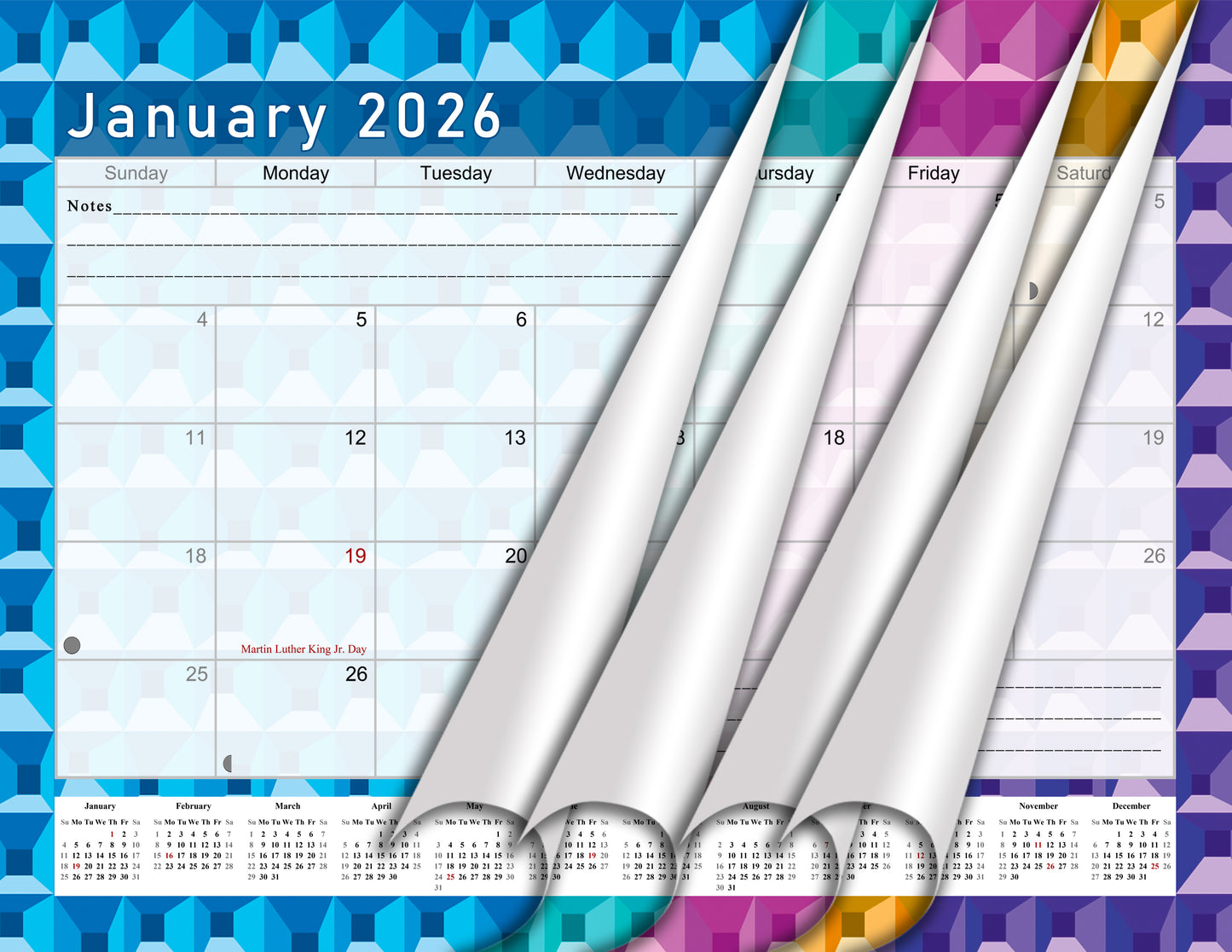 2025 - 2026 Student Calendar/Planner for 3-Ring Binder, Desk, or Wall - v003