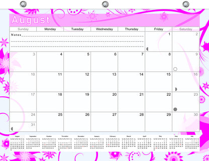 2026 - 2027 Academic Year 12 Months Student Calendar / College Planner for 3-Ring Binder, Desk or Wall -School Supplies - Made in USA -v016b