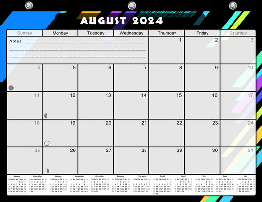 2024-2025 Academic Year 12 Months Student Calendar/Planner for 3-Ring Binder, Desk or Wall (Edition #012)