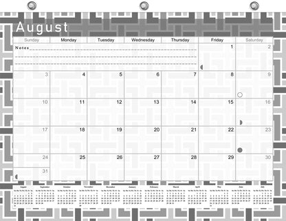 2026 - 2027 Academic Year 12 Months Student Calendar / College Planner for 3-Ring Binder, Desk or Wall -School Supplies - Made in USA - Black&White - (Edition #014)