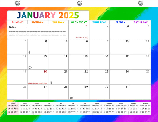 2024 - 2025 Student Calendar/Planner for 3-Ring Binder, Desk, or Wall - v028