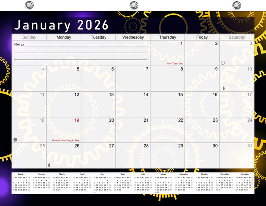 2025 - 2026 Student Calendar/Planner for 3-Ring Binder, Desk, or Wall - v009