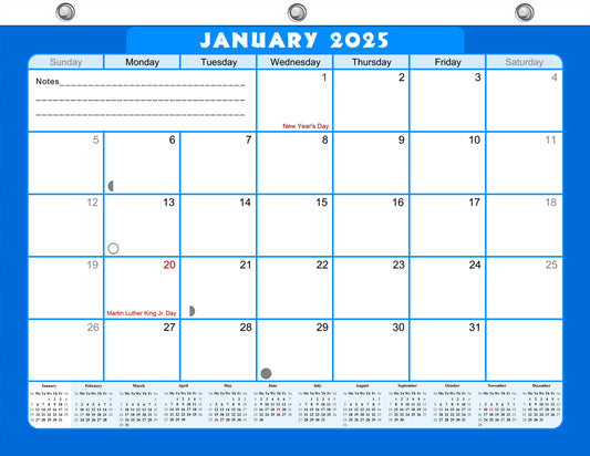 2024 - 2025 Student Calendar/Planner for 3-Ring Binder, Desk, or Wall - v006