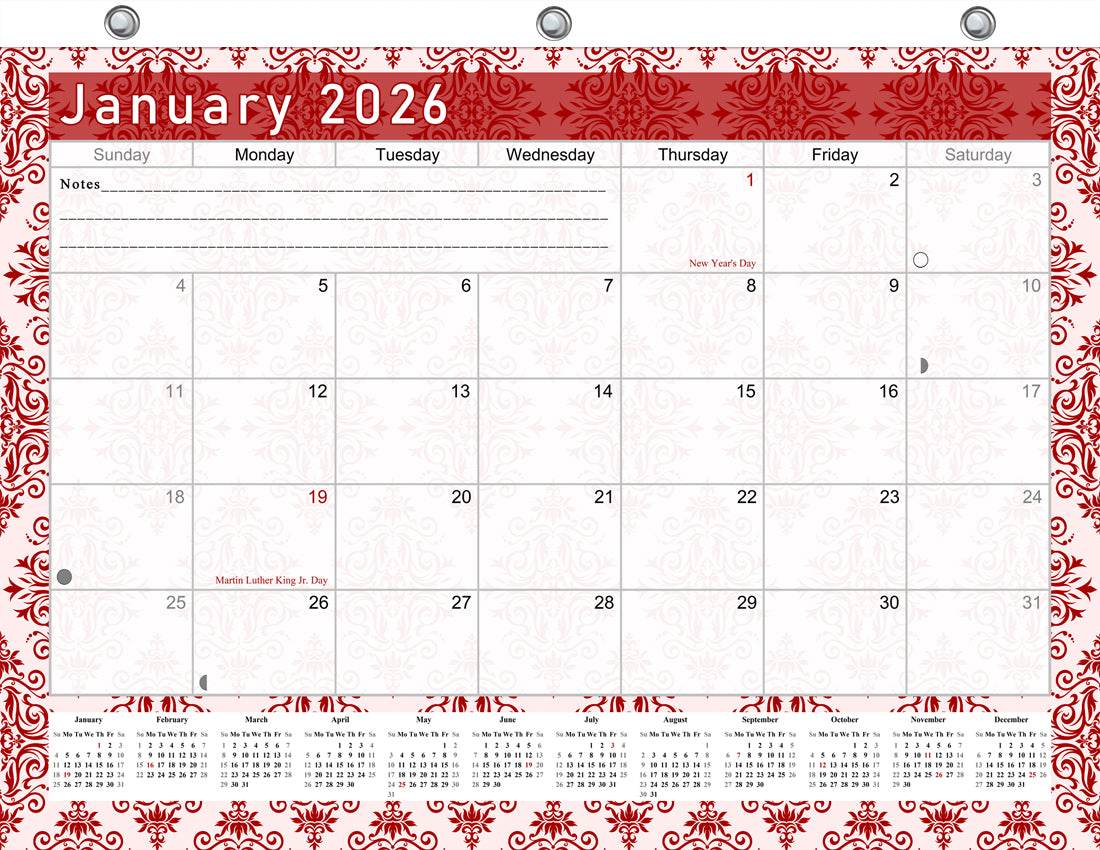2025 - 2026 Student Calendar/Planner for 3-Ring Binder, Desk, or Wall - v005