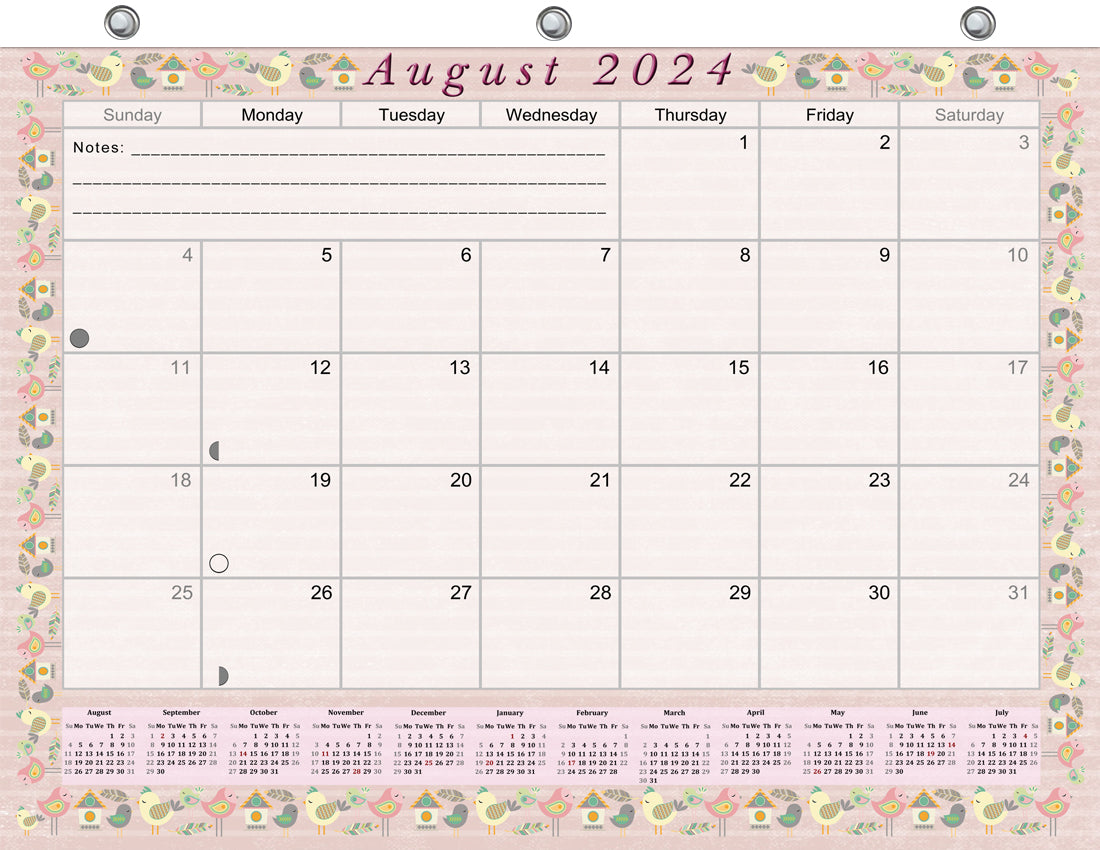 2024-2025 Academic Year 12 Months Student Calendar/Planner for 3-Ring Binder, Desk or Wall -v002