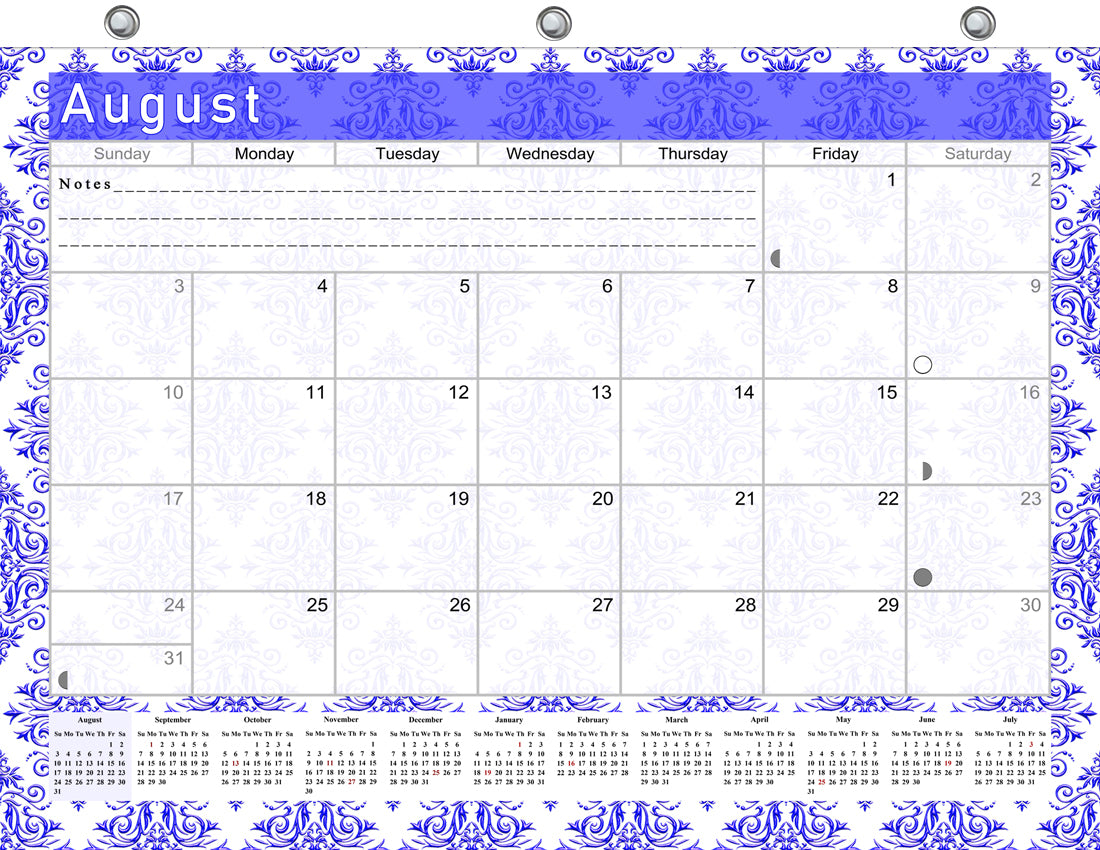 2026 - 2027 Academic Year 12 Months Student Calendar / College Planner for 3-Ring Binder, Desk or Wall -School Supplies - Made in USA -v018