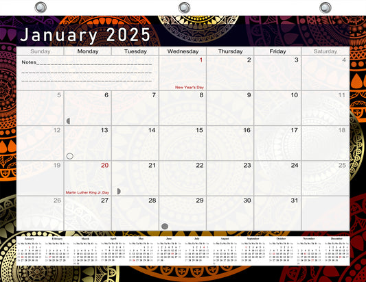 2024 - 2025 Student Calendar/Planner for 3-Ring Binder, Desk, or Wall - v012
