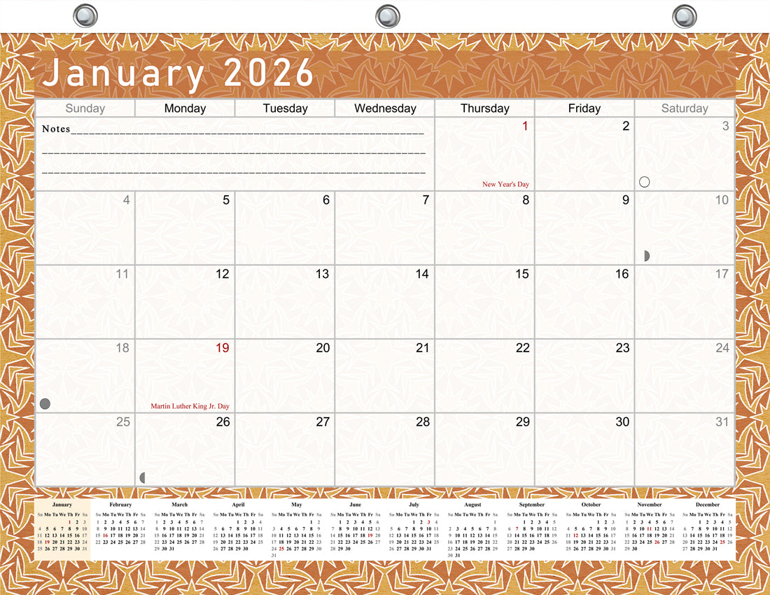 2025 - 2026 Student Calendar/Planner for 3-Ring Binder, Desk, or Wall - v025