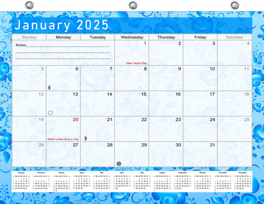 2024 - 2025 Student Calendar/Planner for 3-Ring Binder, Desk, or Wall - v019