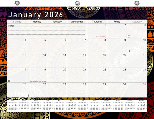 2025 - 2026 Student Calendar/Planner for 3-Ring Binder, Desk, or Wall - v012