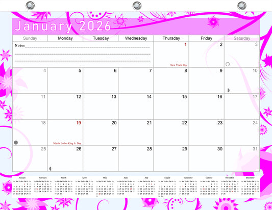 2025 - 2026 Student Calendar/Planner for 3-Ring Binder, Desk, or Wall - v010