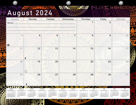 2024-2025 Academic Year 12 Months Student Calendar/Planner for 3-Ring Binder, Desk or Wall -v015