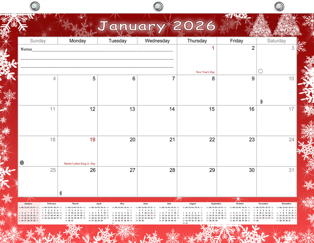 2025 - 2026 Student Calendar/Planner for 3-Ring Binder, Desk, or Wall - v029